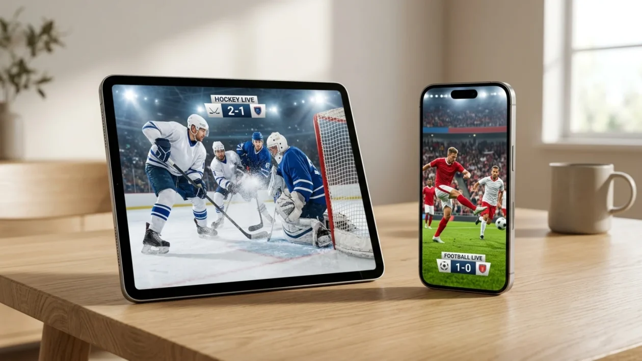Online sportovní přenosy na notebooku a mobilu.
