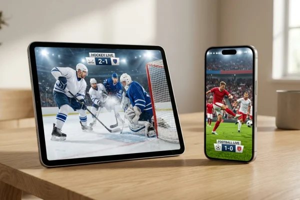 Online sportovní přenosy na notebooku a mobilu.