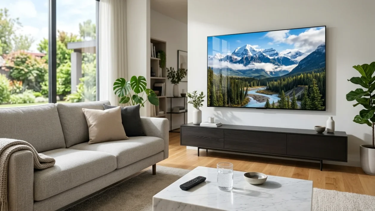 Srovnání log streamovacích služeb Netflix, Voyo a Max na moderní televizi.